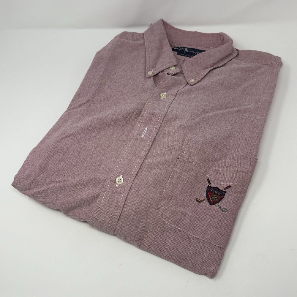 Polo Ralph Lauren Men's XL Short Sleeve Button Up Shirt Golf Tilden Cotton Red